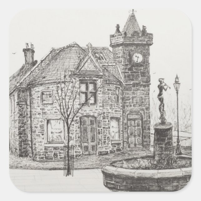Sticker Carré Peter Pan Statue Kirriemuir Écosse 2007 (Devant)