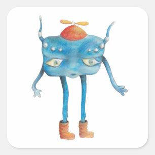 Sticker Carré Petit Alien Pi