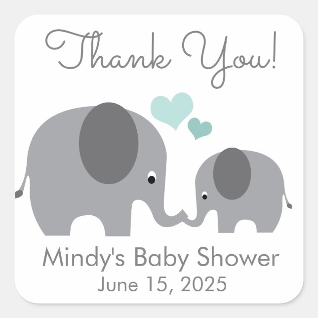 Sticker Carré Petit Arachide maman & bébé Eléphant Douche Favori (Devant)
