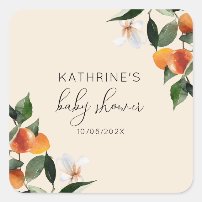 Sticker Carré petit baby shower (Devant)