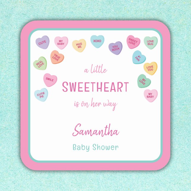 Sticker Carré petit baby shower amoureux (Créateur téléchargé)
