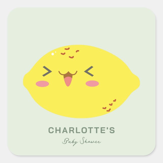 Sticker Carré Petit Baby shower Citrus Citron Cutie (Devant)
