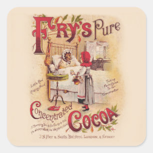 Sticker Carré Petit cacao à chapeau rouge