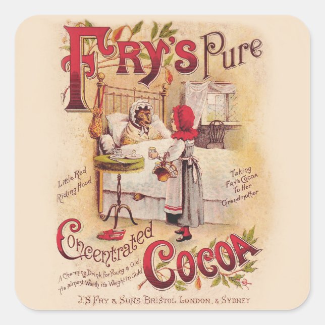 Sticker Carré Petit cacao à chapeau rouge (Devant)