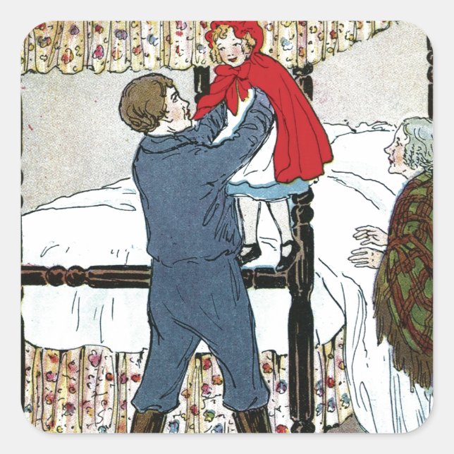 Sticker Carré Petit chaperon rouge : Petit coffre rouge (Devant)