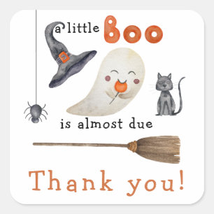 Sticker Carré Petit fantôme - remerciement pour une baby shower