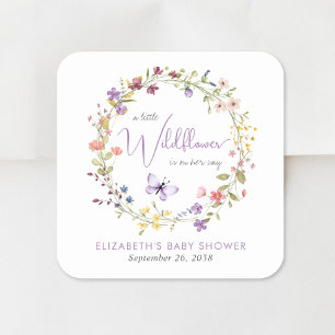 Sticker Carré Petit Fleur sauvage Aquarelle Bébé Fille Douche