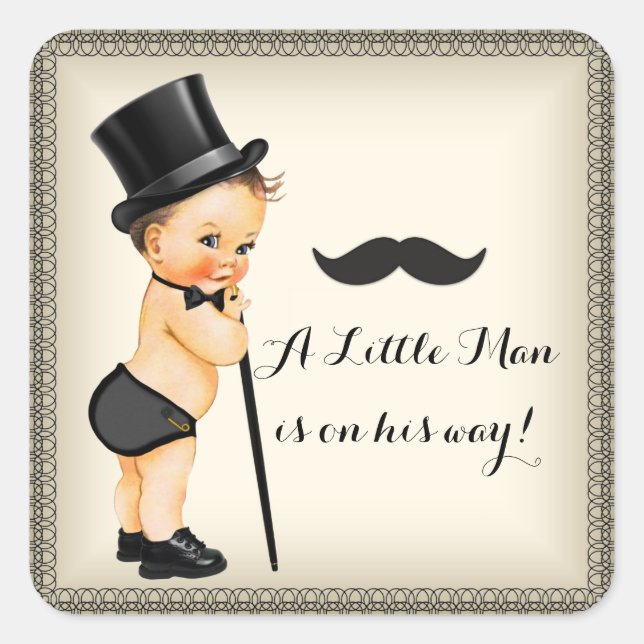 Sticker Carré Petit Homme Baby Boy Douche (Devant)