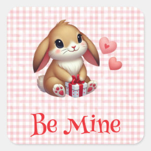 Sticker Carré Petit lapin lapin lapin de la Saint-Valentin