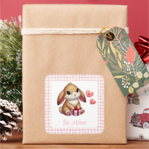 Sticker Carré Petit lapin lapin lapin de la Saint-Valentin