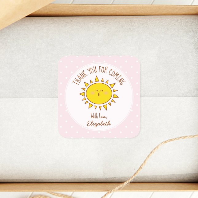 Sticker Carré Petit Merci D'Anniversaire Sunshine Girl Pour Veni (Créateur téléchargé)