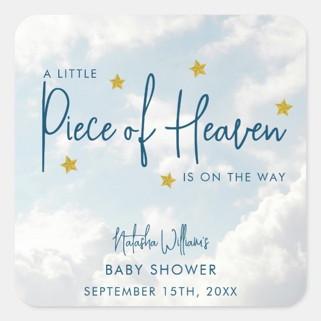 Sticker Carré Petit morceau de ciel Baby shower bleu ciel (Devant)