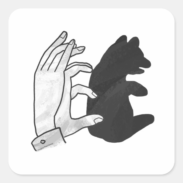 Sticker Carré Petit ours Ours Silhouette Main (Devant)