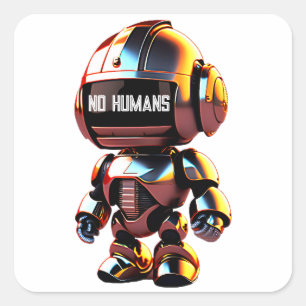 Sticker Carré Petit Robot mignon