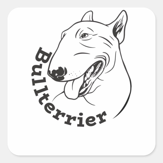 Sticker Carré Petit Taureau Terrier Cadeau Bully (Devant)
