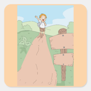 Sticker Carré Petite aventure de randonnée de l'explorateur
