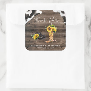 Sticker Carré Petite Cowgirl   Cadeau de Remerciement pour Baby 