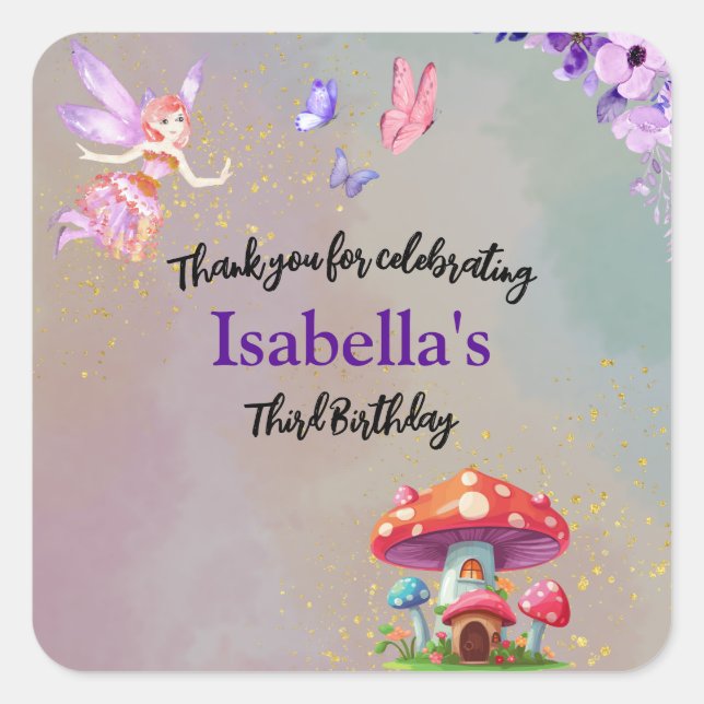 Sticker Carré Petite Fée Champagne House Papillons N'Importe Que (Devant)