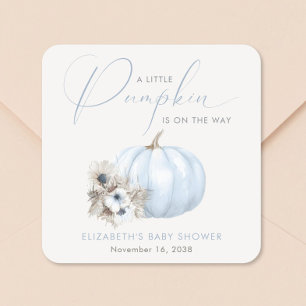 Sticker Carré Petite Fête de Bébé Garçon Citrouille d'Automne