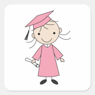 Sticker Carré Petite fille de maternelle diplôme