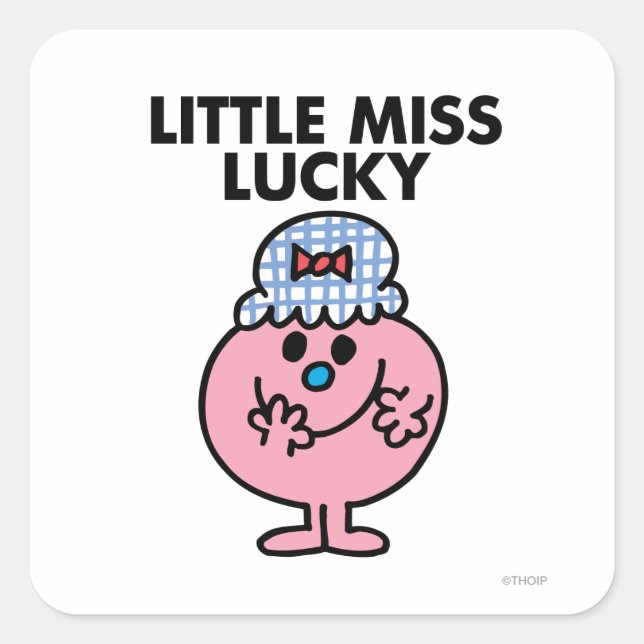Sticker Carré Petite Miss Lucky Cachant Sa Bouche (Devant)