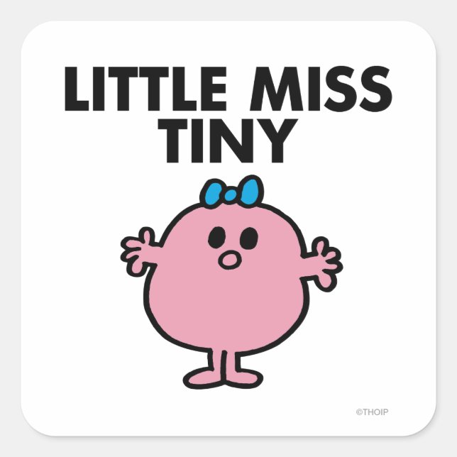 Sticker Carré Petite Miss Tiny | Lettres noires (Devant)