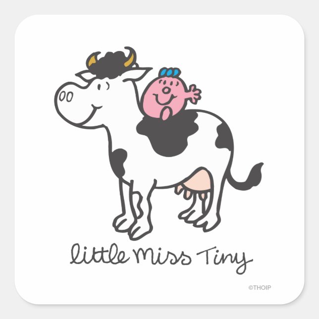 Sticker Carré Petite Miss Tiny | Vache équitation (Devant)