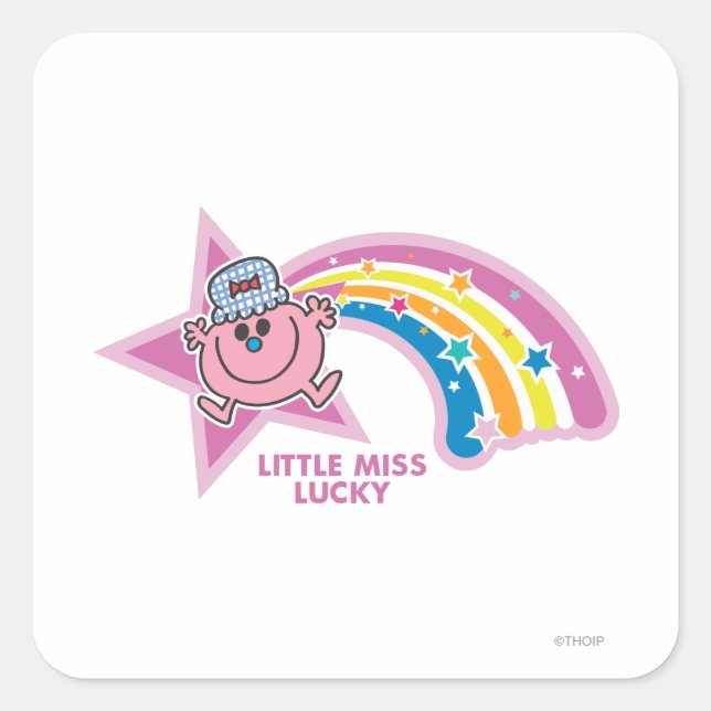 Sticker Carré Petite Mlle Lucky | Arc en ciel (Devant)