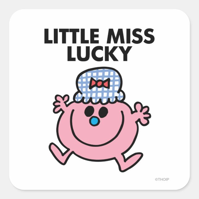 Sticker Carré Petite Mlle Lucky | Lettres noires (Devant)