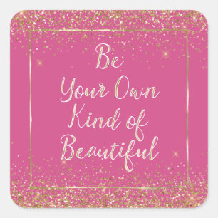 Sticker Carré Petite Parties scintillant rose or belle citation
