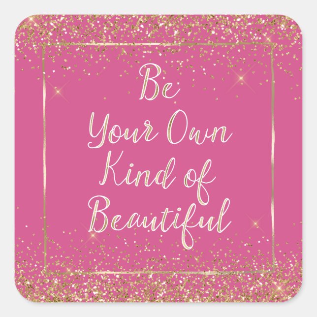 Sticker Carré Petite Parties scintillant rose or belle citation (Devant)