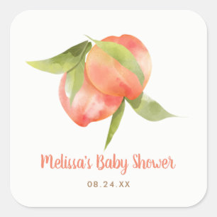 Sticker Carré Petite Pêche Sur Le Chemin Baby shower Fille