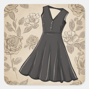 Sticker Carré Petite robe noire classique (LBD)