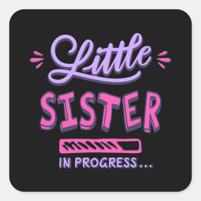 Sticker Carré Petite soeur en cours (Devant)