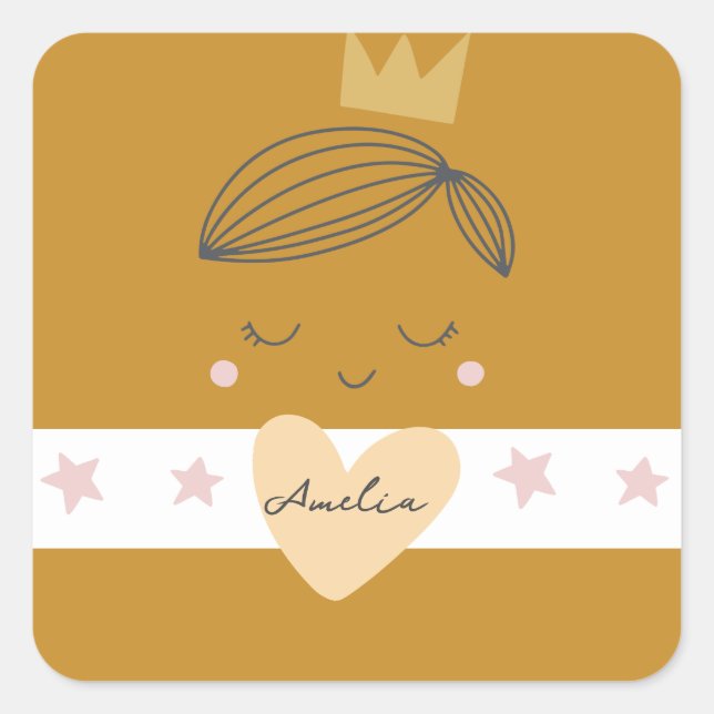 Sticker Carré Petites filles Boho Princesse (Devant)