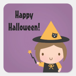 Sticker Carré Petits sorts mignons pour la fête d'Halloween des