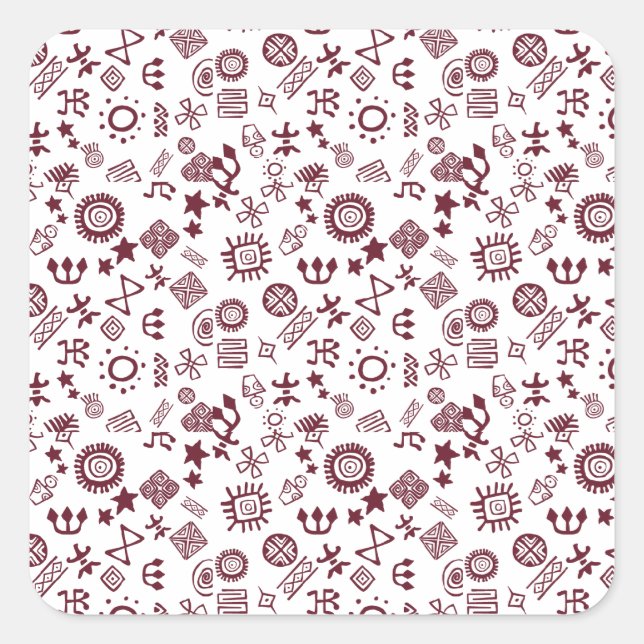 Sticker Carré Petroglyphes Rock Art Symboles (Devant)