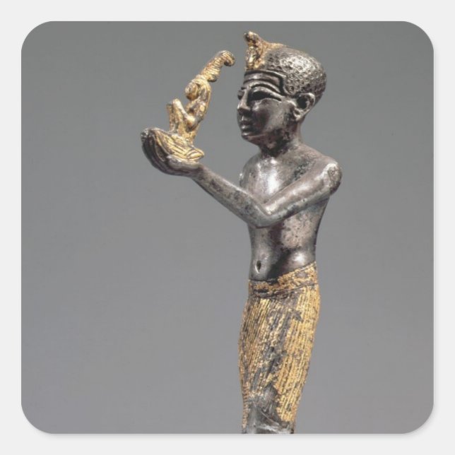 Sticker Carré Pharaon en offrande devant la déesse Maat (Devant)