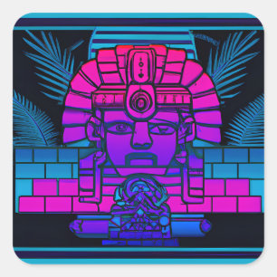 Sticker Carré Pharaon Synthwave