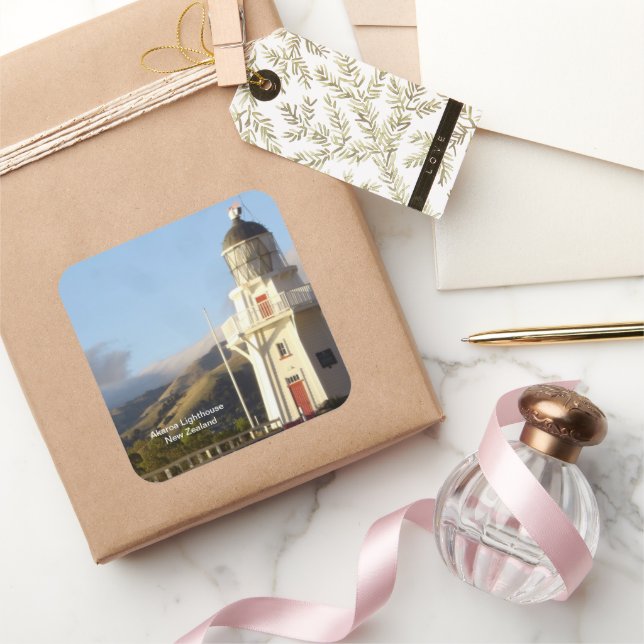 Sticker Carré Phare d'Akaroa, Nouvelle-Zélande (Cadeaux)