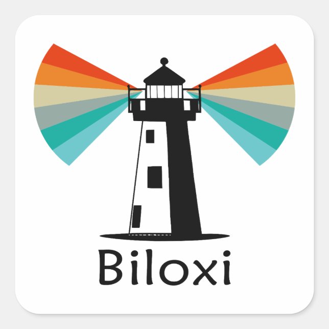 Sticker Carré Phare de Biloxi Mississippi Arc-en-ciel (Devant)