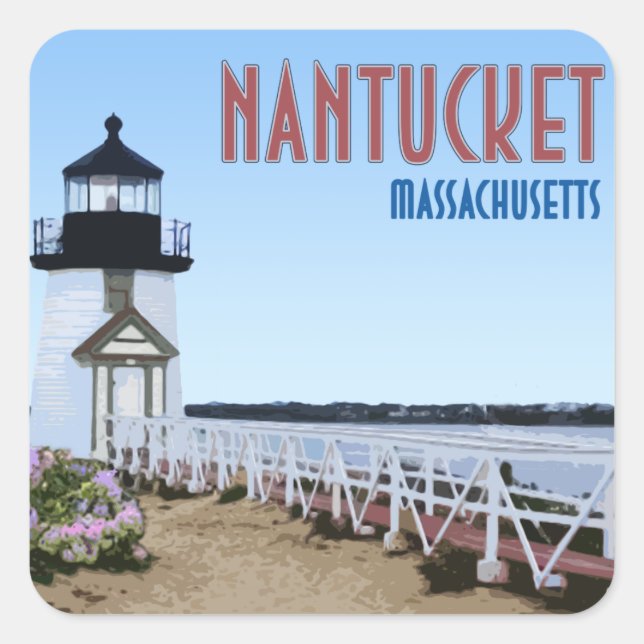 Sticker Carré Phare de Brant Point Nantucket Massachusetts (Devant)