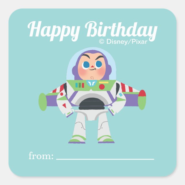 Sticker Carré Phare de Buzz | Un cadeau de - Anniversaire (Devant)