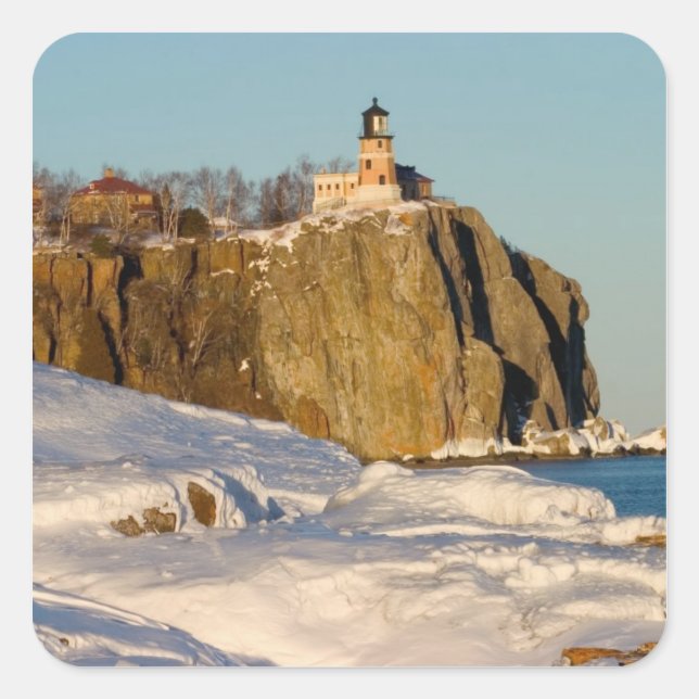 Sticker Carré Phare de Split Rock sur le lac (Devant)