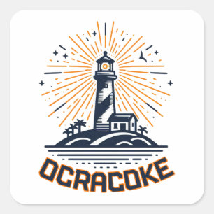 Sticker Carré Phare d'Ocracoke en Caroline du Nord au lever du s