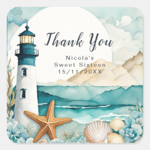 Sticker Carré Phare nautique pour les seize ans