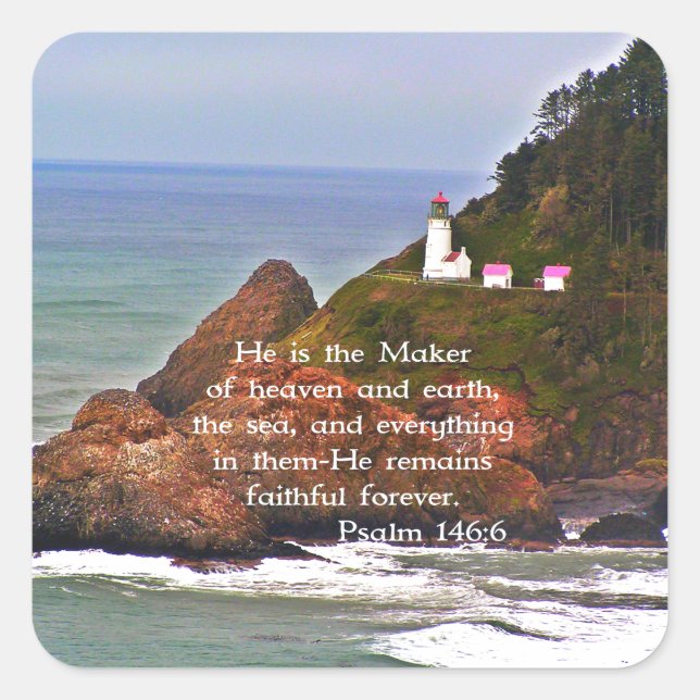Sticker Carré Phare Ocean Sea Christian Creationarts (Devant)