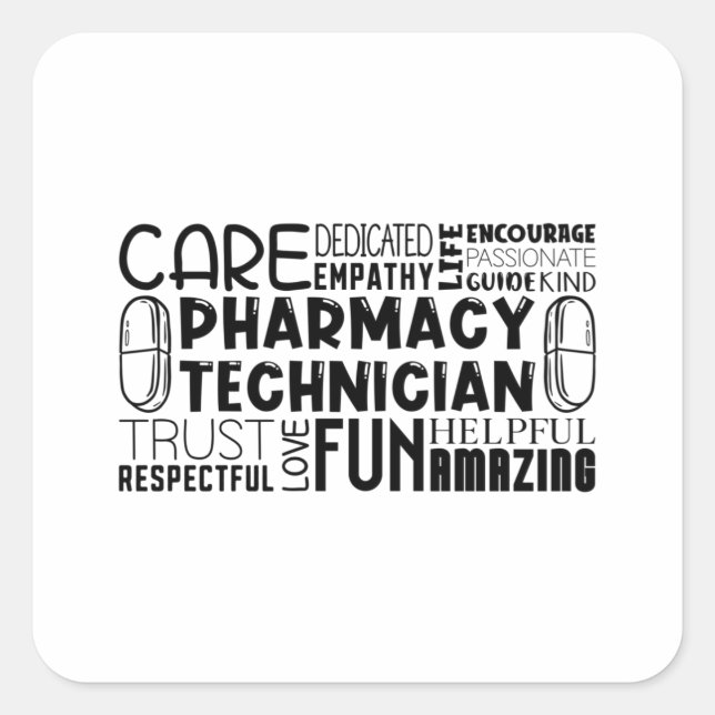 Sticker Carré Pharmacy Tech Quote Medicine Pharmacist Technician (Devant)