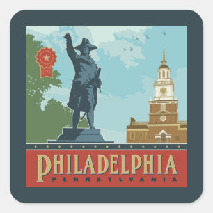 Sticker Carré Philadelphie, PA   Indépendance