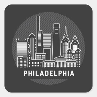 Sticker Carré Philadelphie Pennsylvanie Skyline